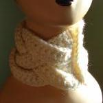 Braided Coconut Button Cowl Scarf - Snow White