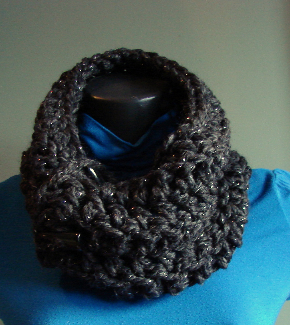 50 % Off - Sparkle Chunky Front Button Cowl Snood Cowl Scarf - Constelation
